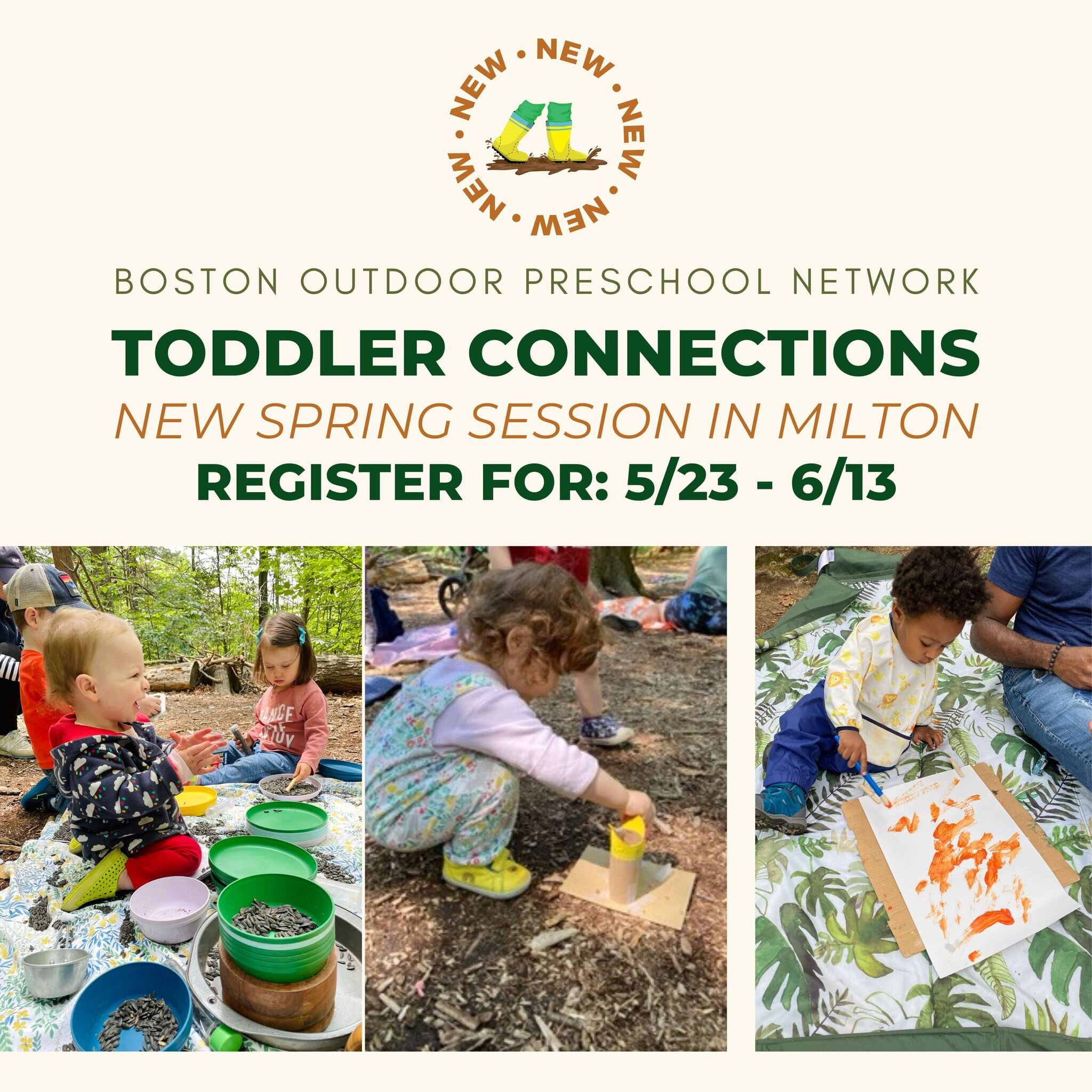 Due to overwhelming popularity, our Milton Toddler Connections playgroup is expanding with the addition of a second session! 

This spring, we extend a warm invitation to you and your little one to experience the magic of our nature-based toddler pla