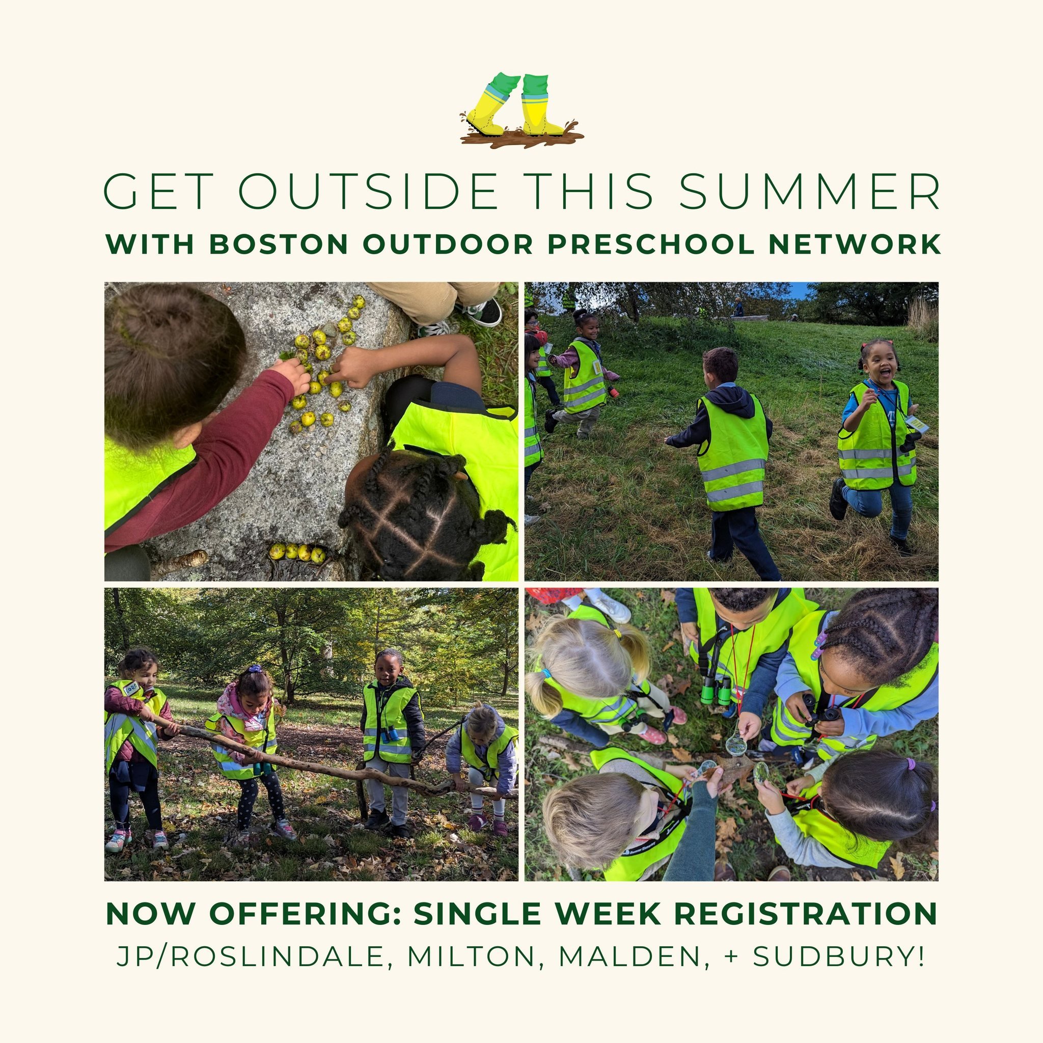 Explore the great outdoors with BOPN's Summer Program!  Single week sessions are now available at many of our locations: JP/Roslindale, Malden, Milton + Sudbury.  Whether you're a newcomer or a seasoned adventurer, our single-week options offer the p