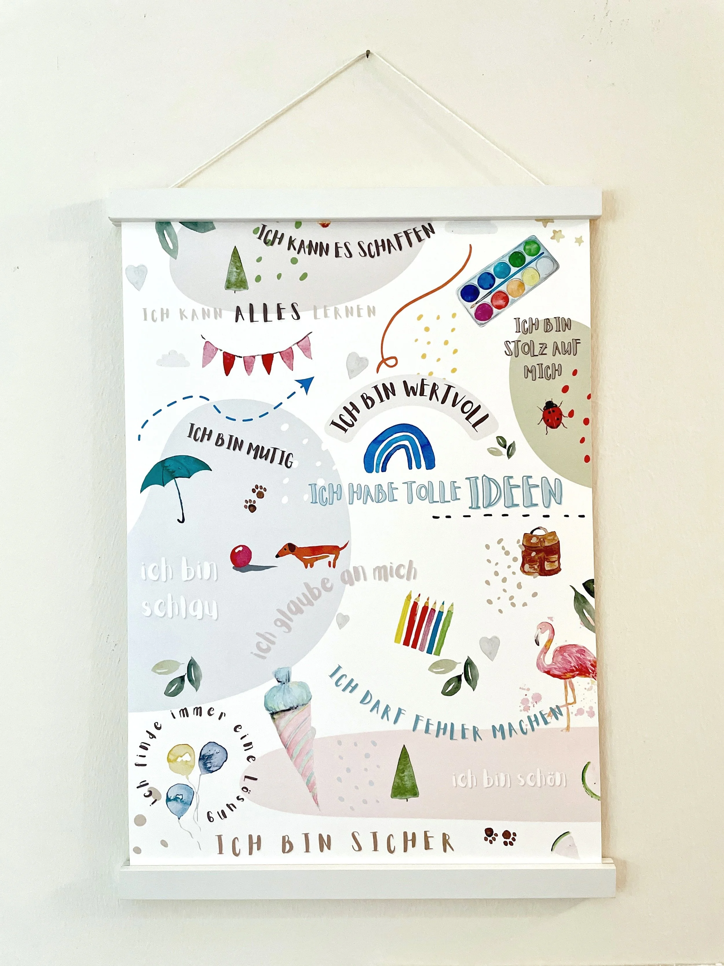 Poster `Positive Affirmationen` für Kinderzimmer