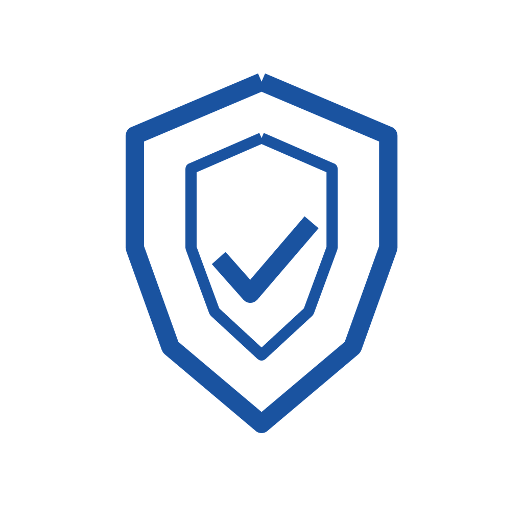Blue shield icon with a checkmark in the center.