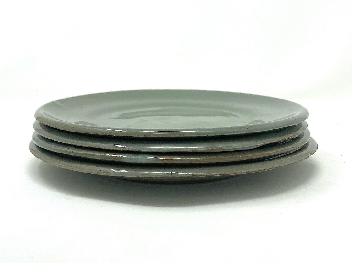 Set of salad plates, fired in cone 10 reduction with a celadon glaze. 
@claystreetstudiospdx