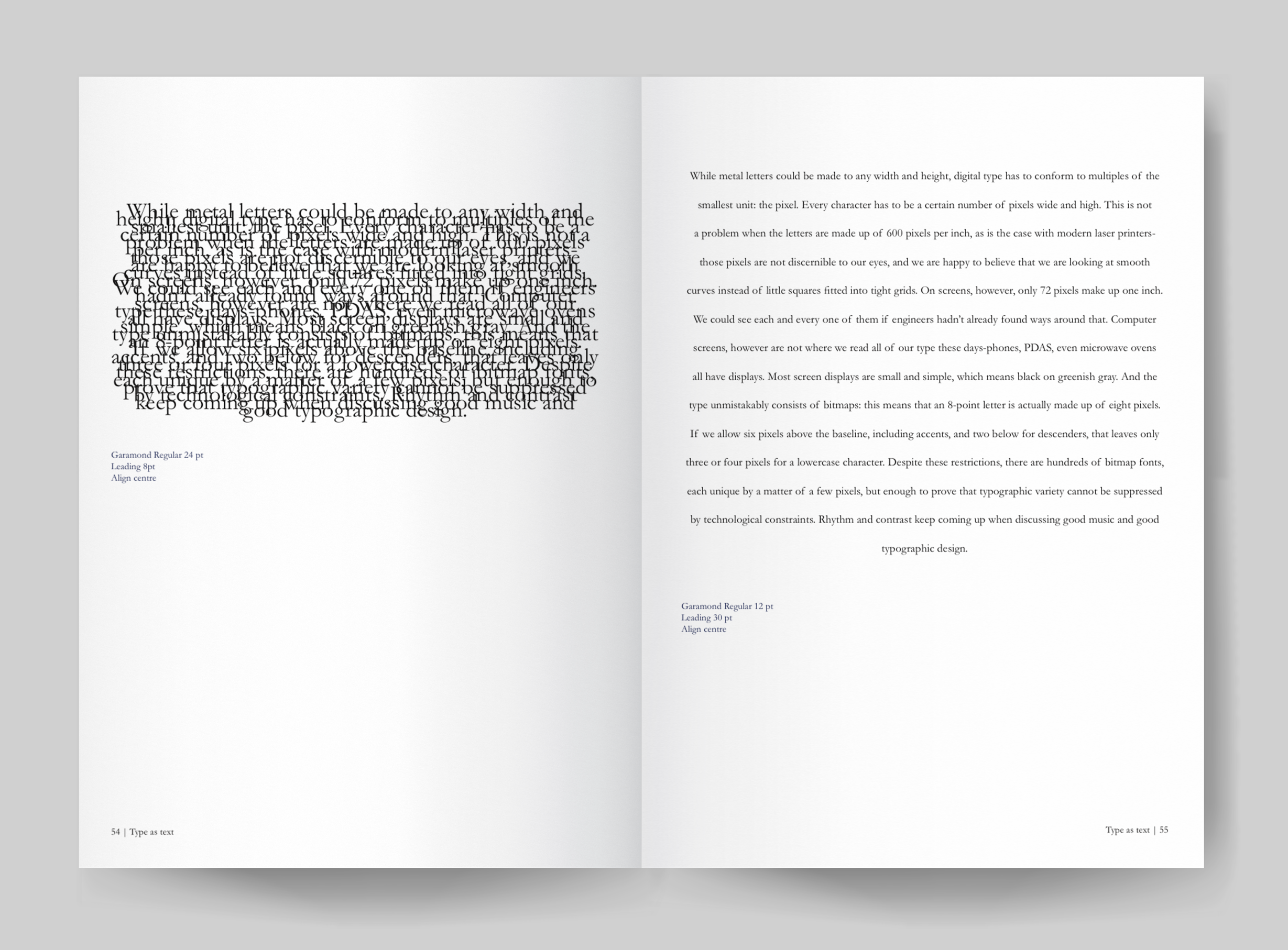 Garamond study publication (exploring leading).