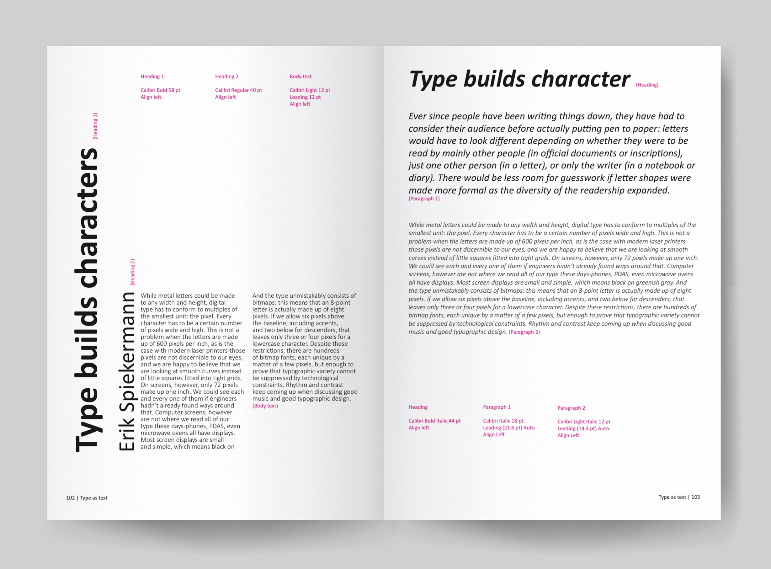 Calibri study publication (exploring text hierarchy).