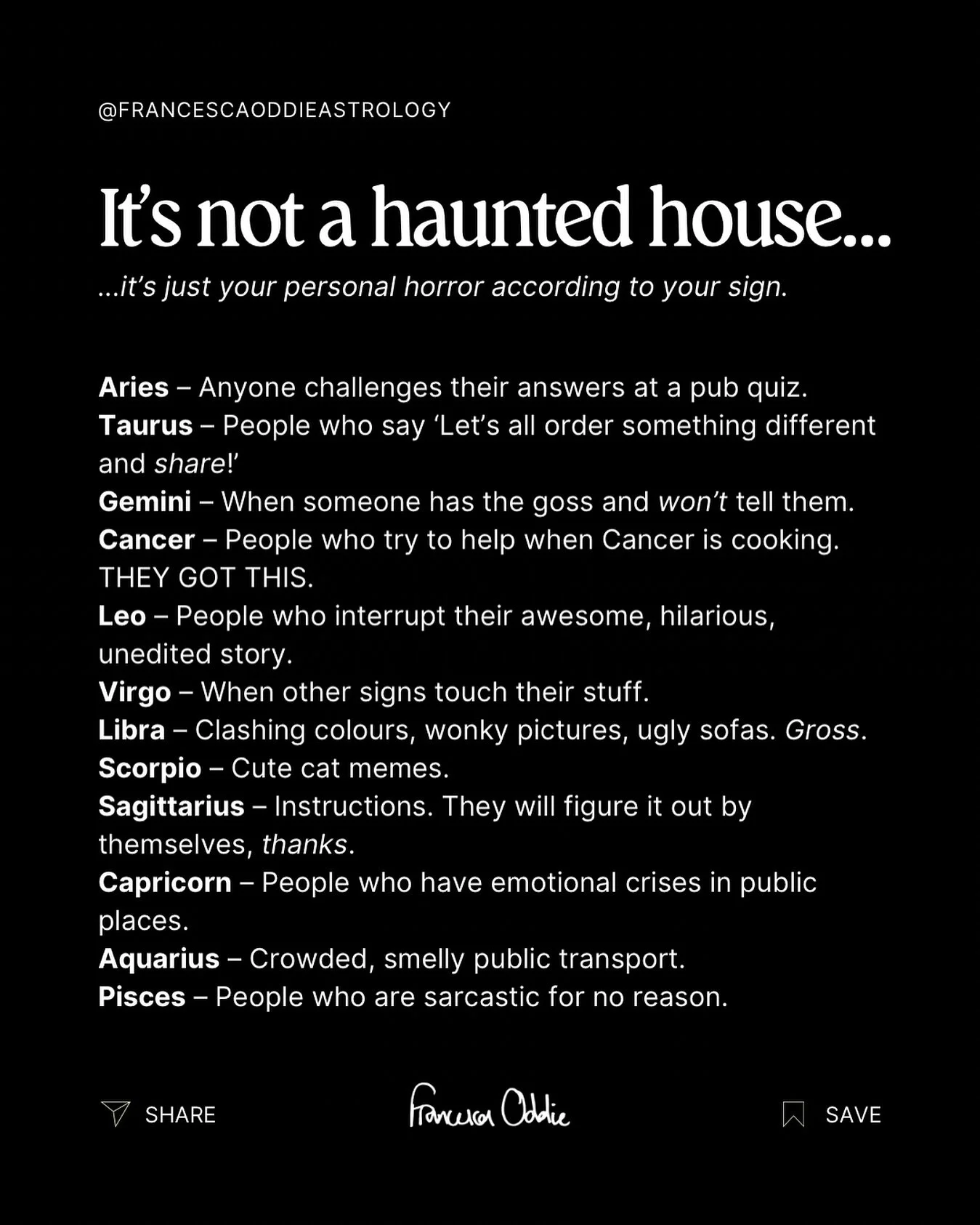 Whilst there&rsquo;s so much more than sun sign astrology - I&rsquo;ll still knock you out if you tell me what to do and I&rsquo;m a fan of a sharing platter so&hellip; the sun sign dominates 😆

Or is it your Venus? Or your Mars?

Want to learn the 
