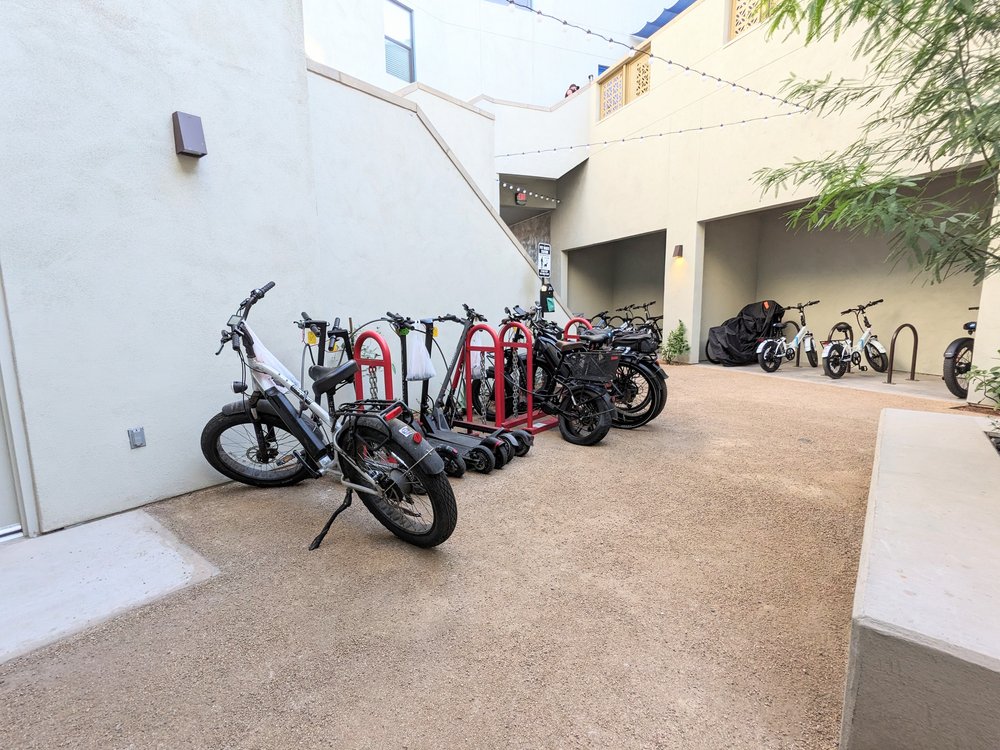 Parking lot for each building (bikes!)