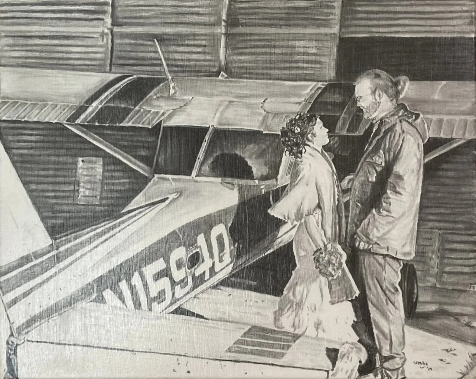 The Morning of Metal Wings, Graphite on prepared canvas, 20 × 16 in.