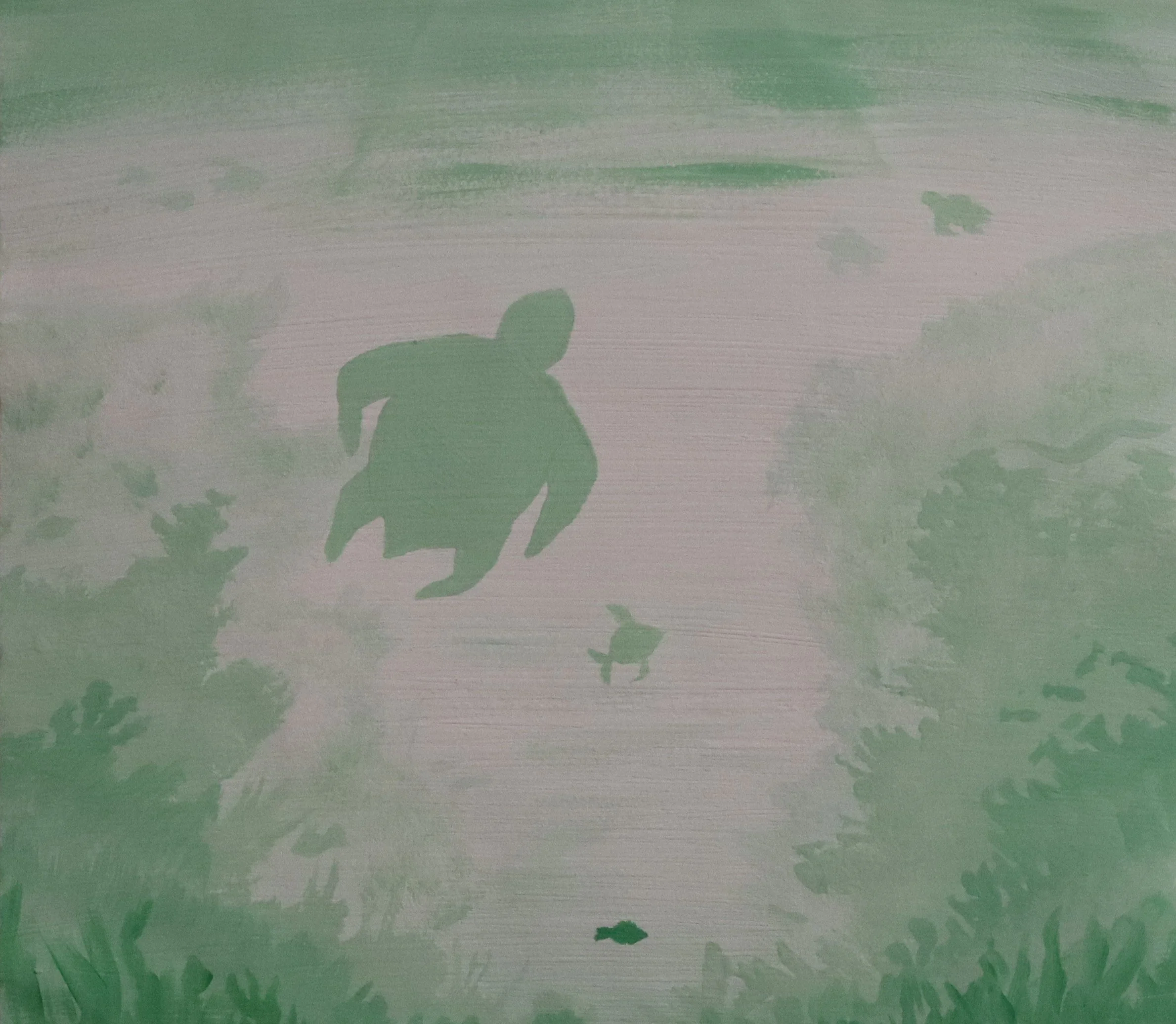 monochromatic painting green turtle.JPG