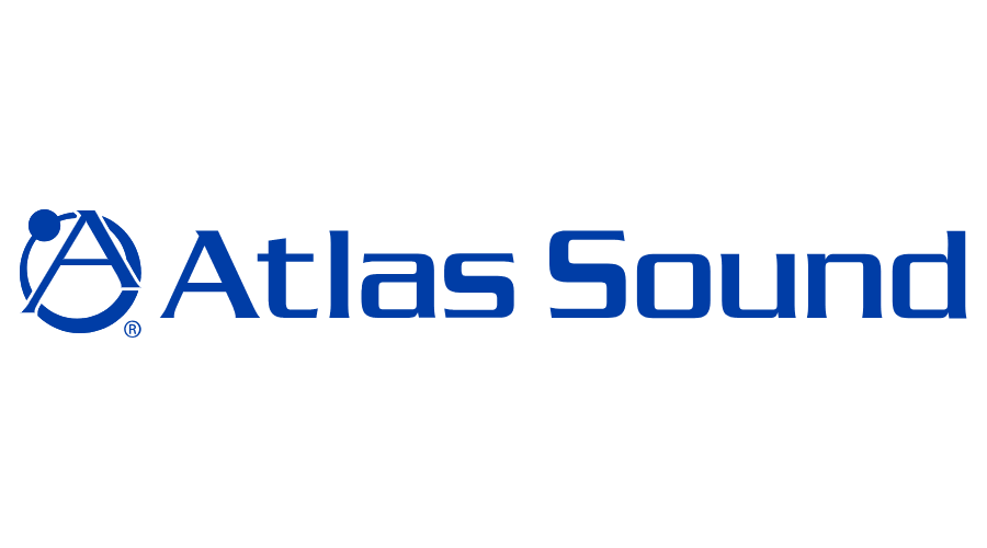 Atlas Sound logo in blue with a stylized globe and letter A
