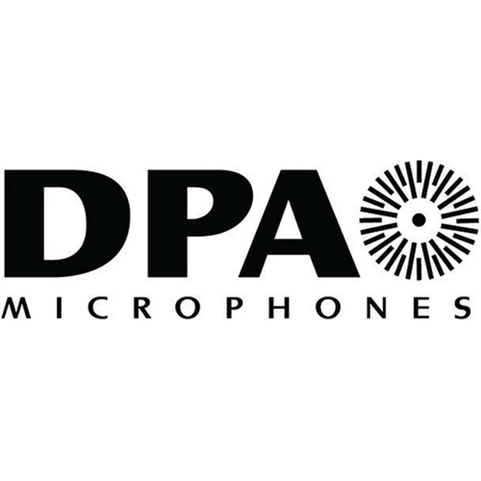 Black logo with large letters 'DPA' and a circular pattern to the right, with the words 'Microphones' underneath.
