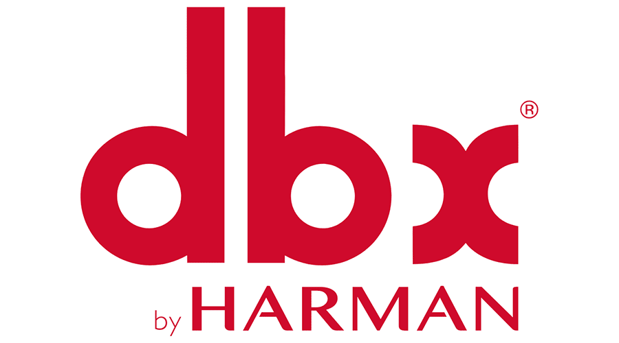 The logo of DBX by Harman in red text on a white background.