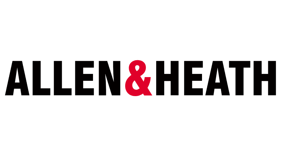 Logo with the text 'ALLEN & HEATH' in bold black letters, with the ampersand symbol in red.