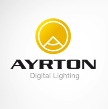 A logo with a yellow circle containing a stylized mountain icon, the word 'AYRTON' in bold black letters, and the words 'Digital Lighting' below in gray.