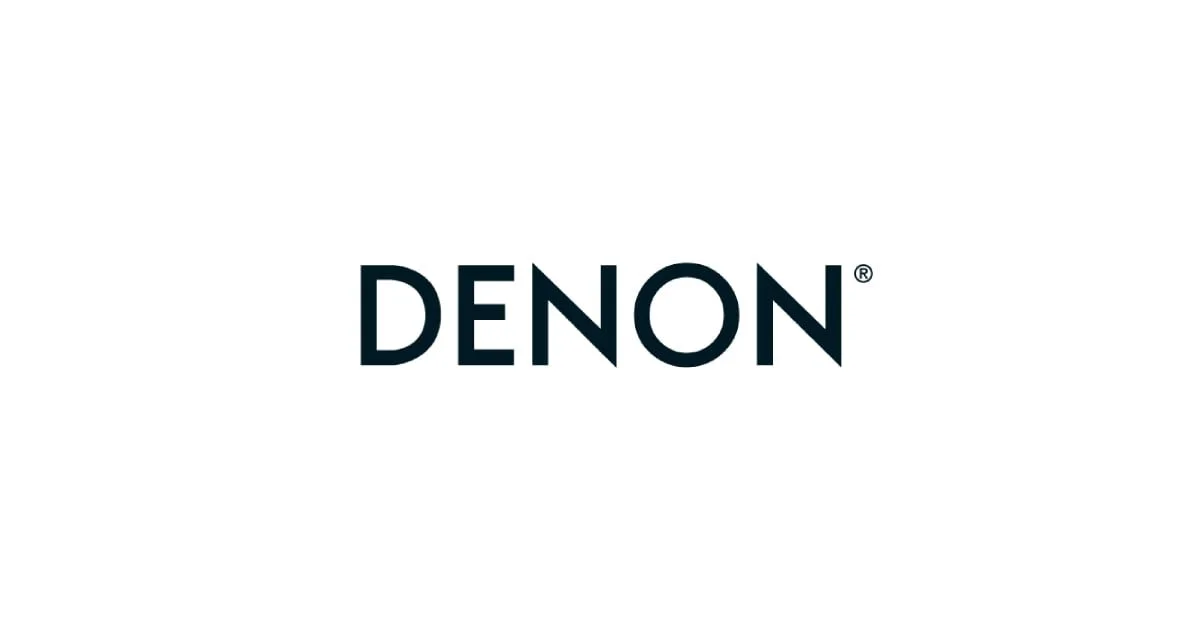 Denon logo on a white background.
