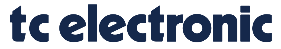 Logo of TC Electronic with the words 'tc electronic' in dark blue text.