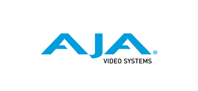 AJA Video Systems logo in blue with black text underneath.