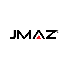 JMAZ logo in black and red on a white background