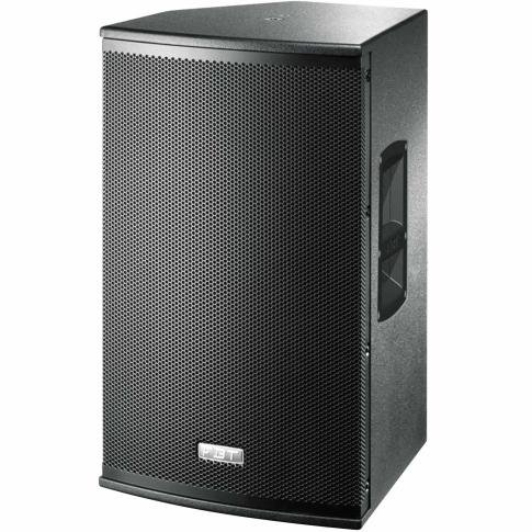FBT Black professional loudspeaker with a perforated metal grille and a side handle.