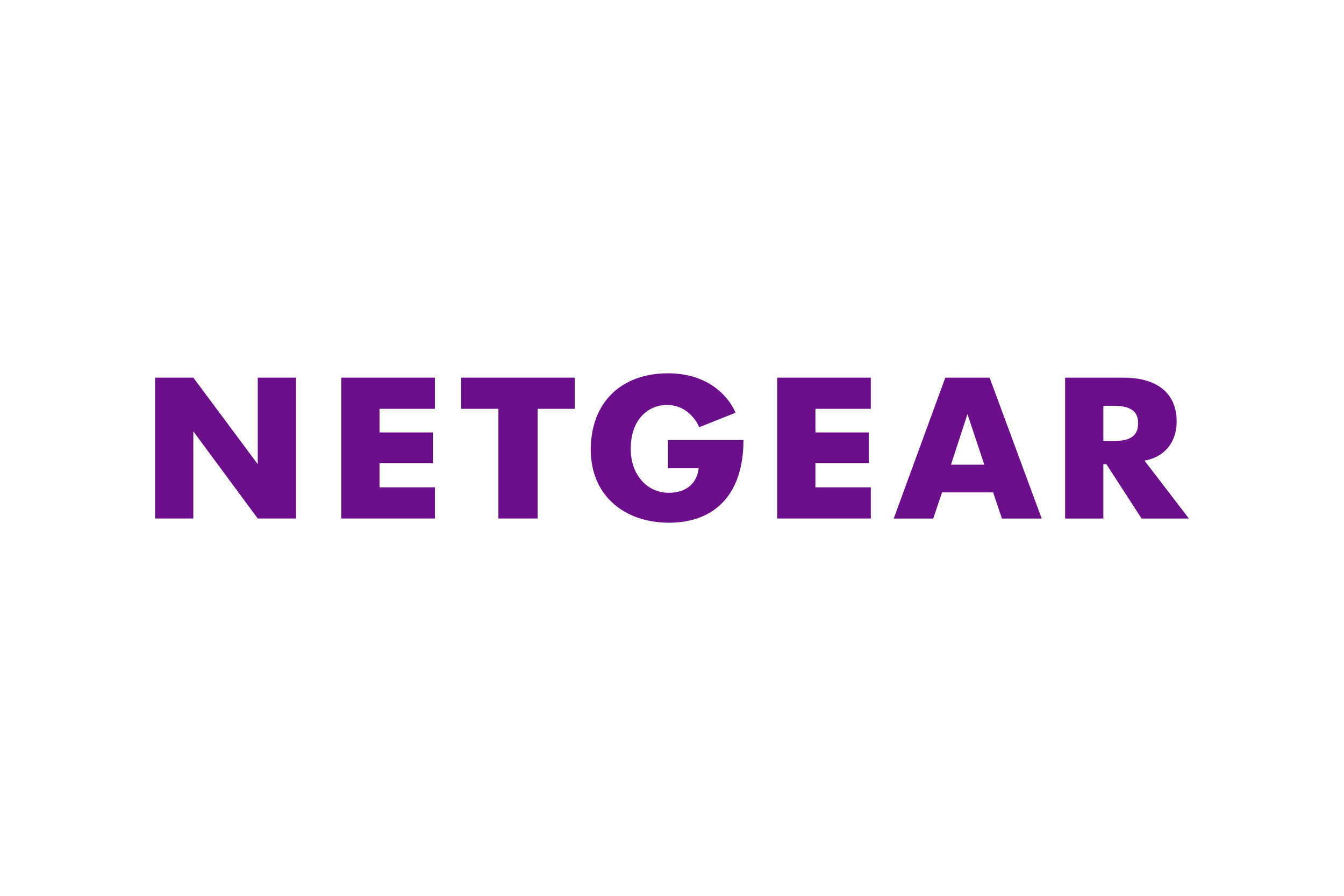 NETGEAR logo in purple text on a black background.