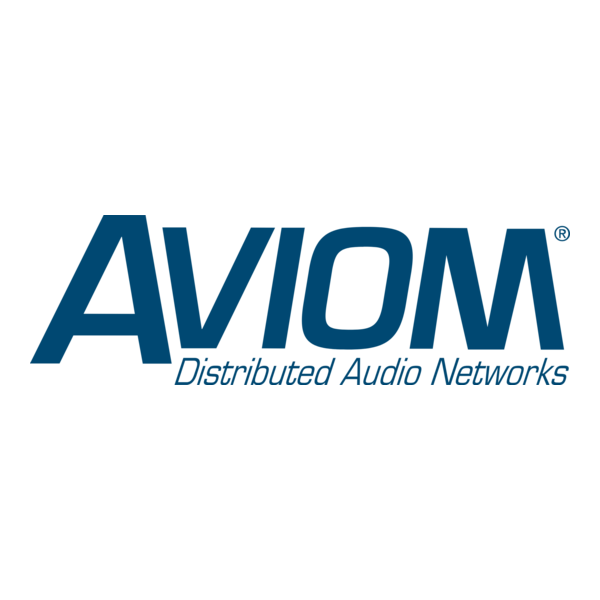 AVIOM logo with the tagline 'Distributed Audio Networks' on a white background.