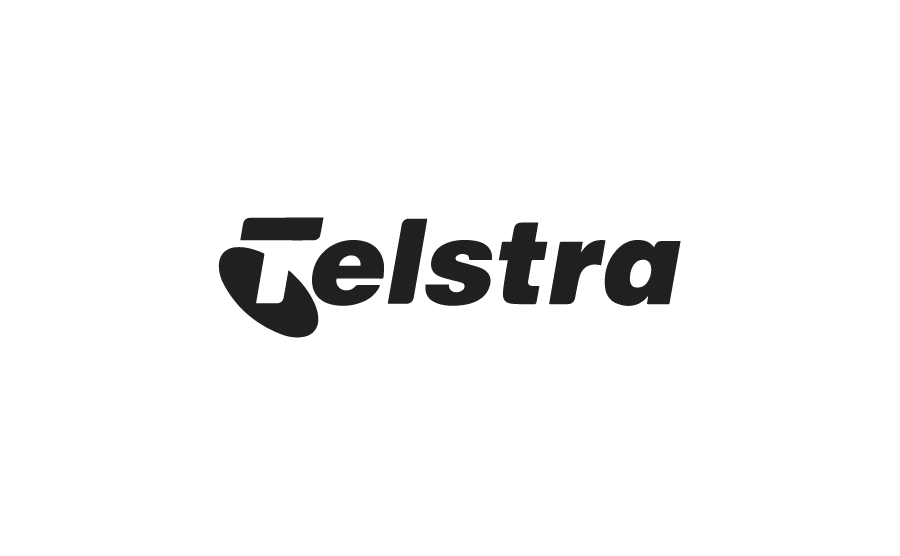 Telstra logo on a black background