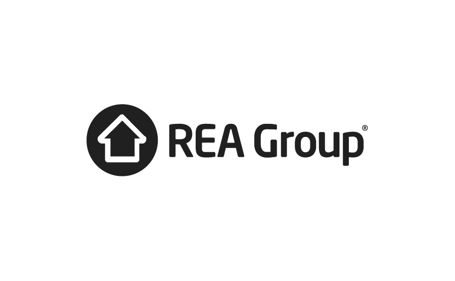 Logo of REA Group featuring a house icon and the text 'REA Group'.