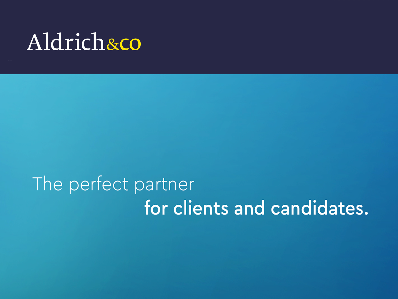Aldrich and co logo with the words: "The perfect partner for clients and candidates"