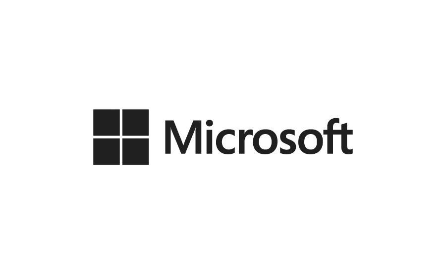 Microsoft logo with four squares forming a window and the word 'Microsoft' next to it.