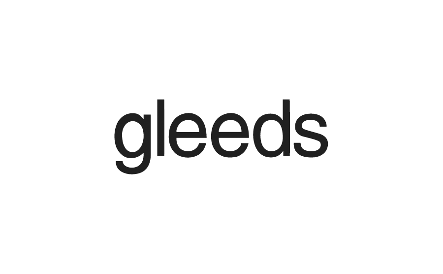 Black background with the word 'gleeds' in large gray lowercase letters.