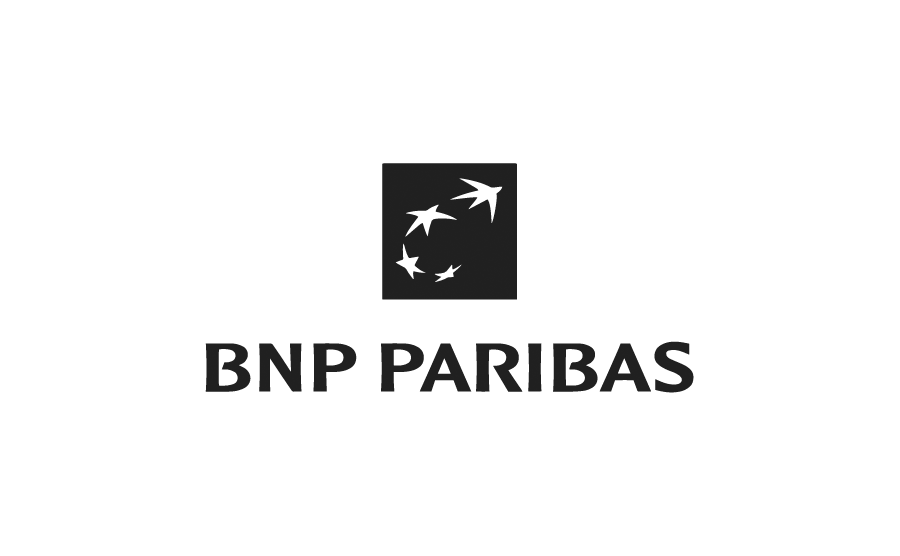BNP Paribas logo featuring three black birds flying above the bank's name in bold black text.