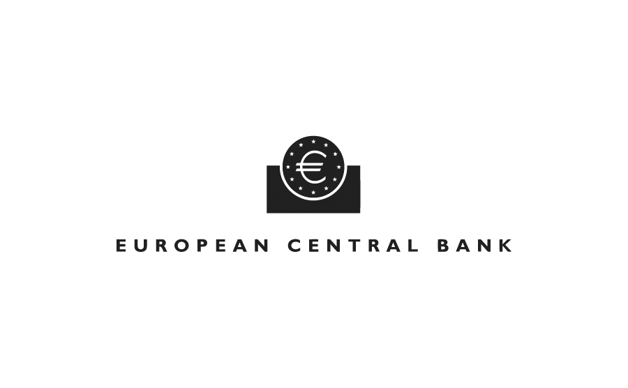 Logo of the European Central Bank with a euro coin symbol above the text.