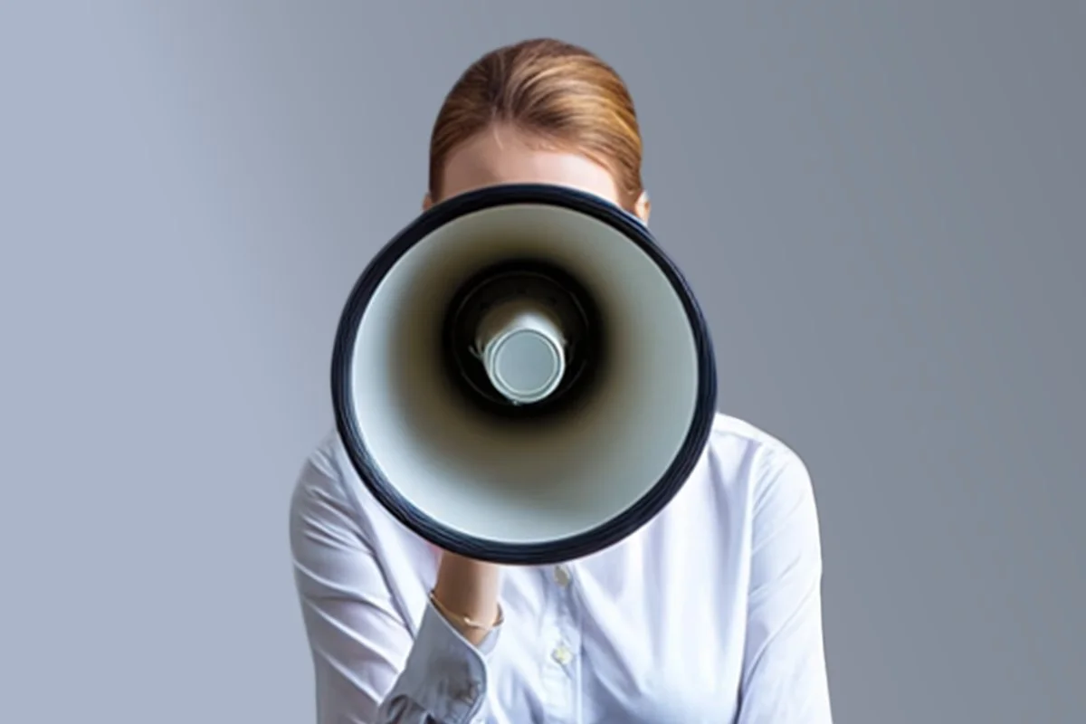 Business woman with megaphone
