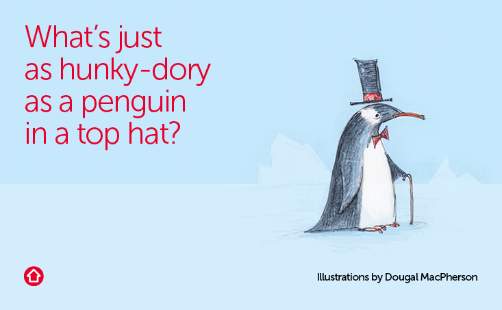 Series of adverts featuring animal cartoons and text like: "