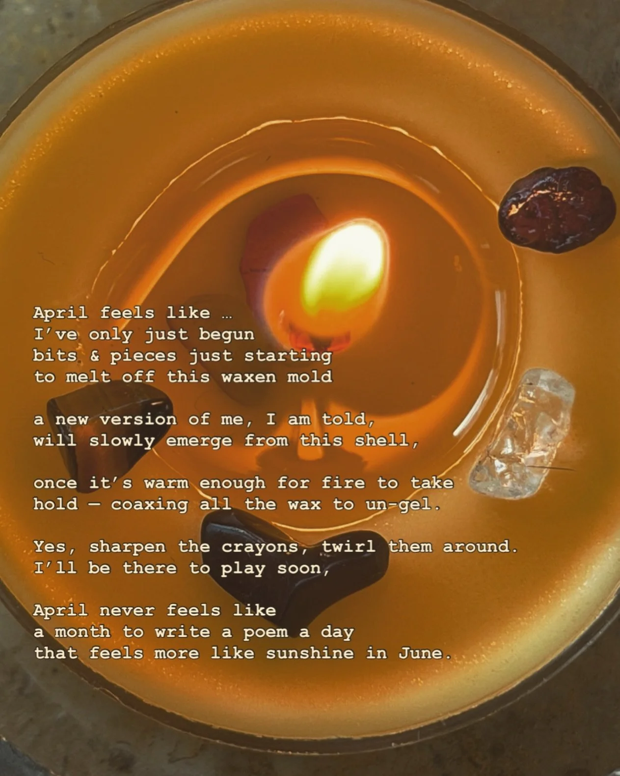 💌 how april feels (to me) 🧡&hearts;️ esso 🕯️

how does it feel for you?

✍️ 📝 prompt invitation :: &ldquo;April feels like &hellip;&rdquo;

with love 💞
&amp; sleepy spring bear vibes 🧸🌸🐻💞

#esso_overflow #bpbpbc #poetryplayground #love♾️ #na