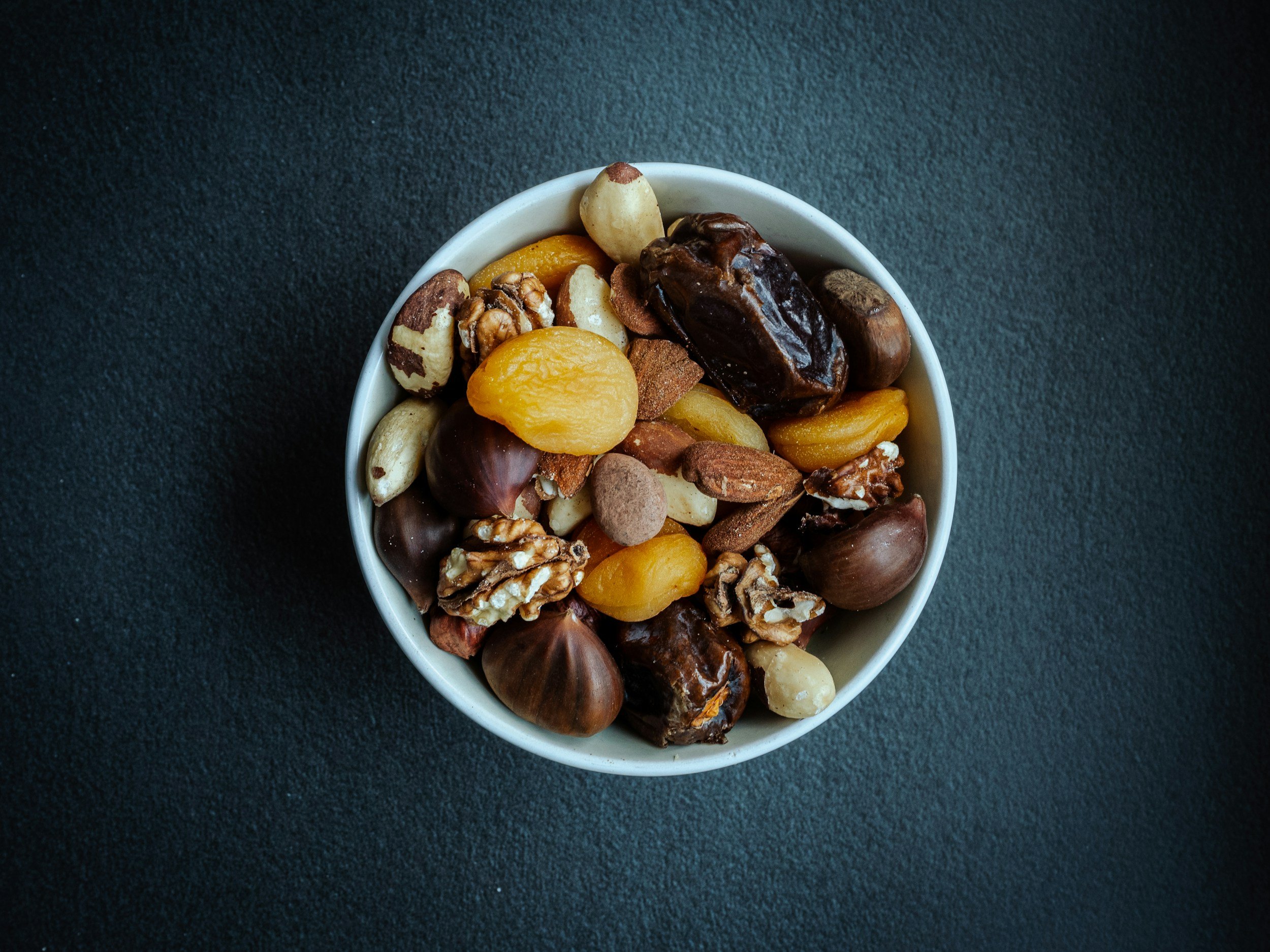 Bowl with dried fruit and nuts