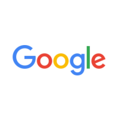 Google logo with multicolored letters and a stylized 'G' in blue.