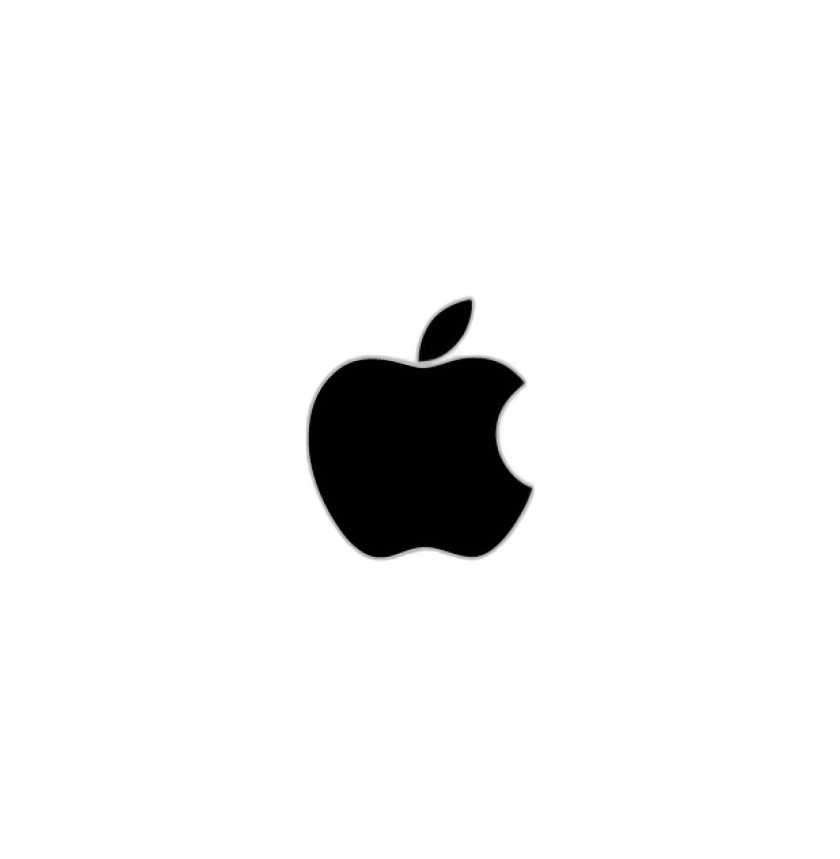 Neon outline of an Apple logo against a black background.