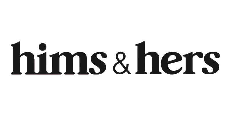 The logo for 'hims & hers' featuring the brand name in bold black lowercase letters with an ampersand between 'hims' and 'hers'.