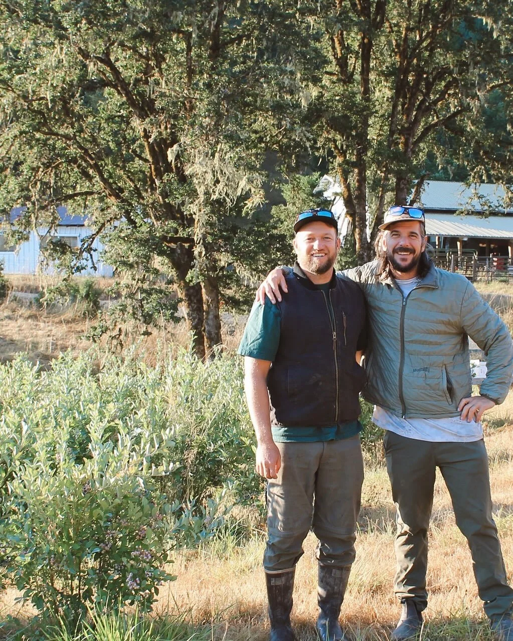 Meet Your Farmers: Chris &amp; Colette + Cole &amp; Camille High school fishing friends turned farming families, we share a love for the outdoors, organic blueberries, and living close to the land. From California to Oregon, we balance farm life with