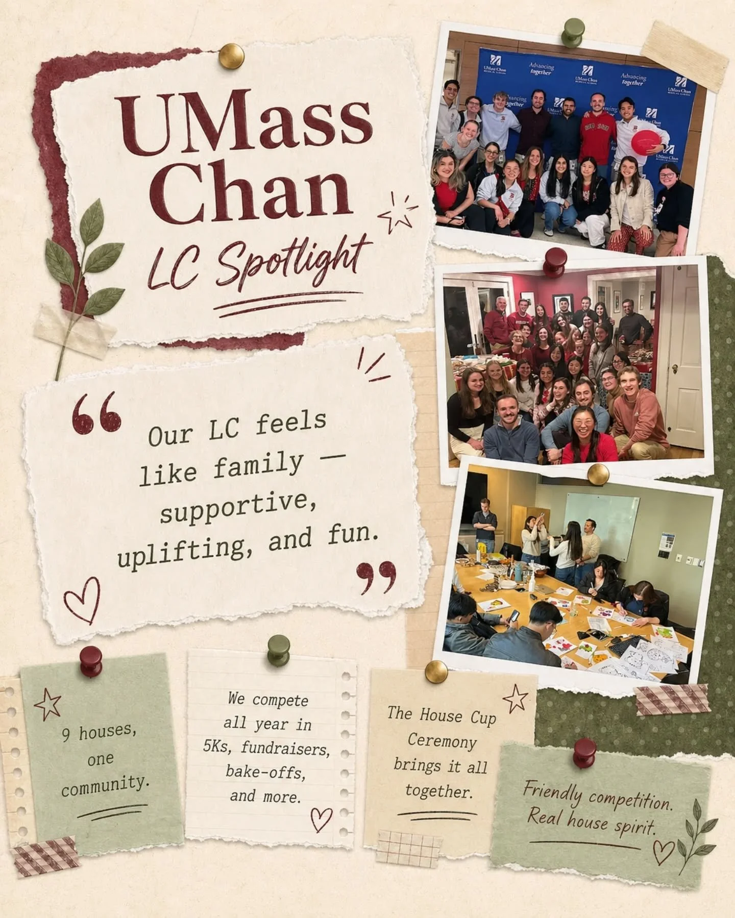 LC Spotlight ✨

We&rsquo;re highlighting learning communities across the country and the people, traditions, and moments that make them feel like home.

First up: UMass Chan: Where nine houses come together through friendly competition, House Cup spi