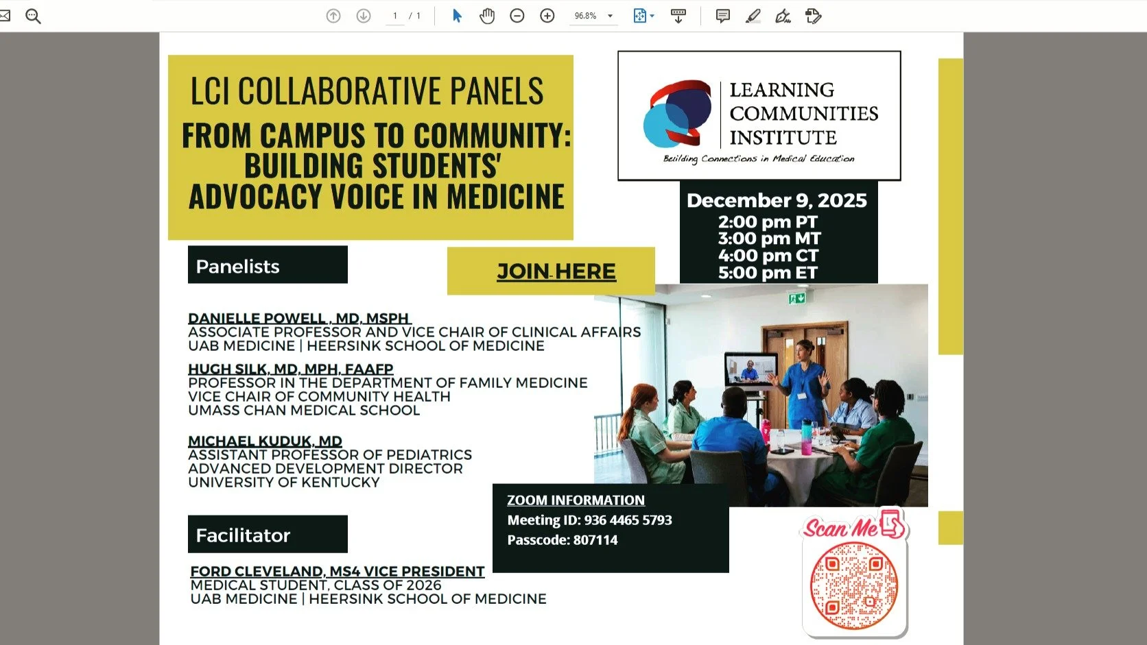 The next LCI Collaborative Panel is December 9th at 5pm EST &ndash; SAVE THE DATE!!

The topic is From Campus to Community: Building Students&rsquo; Advocacy Voice in Medicine

Visit our website for more information:
https://www.learningcommunitiesin