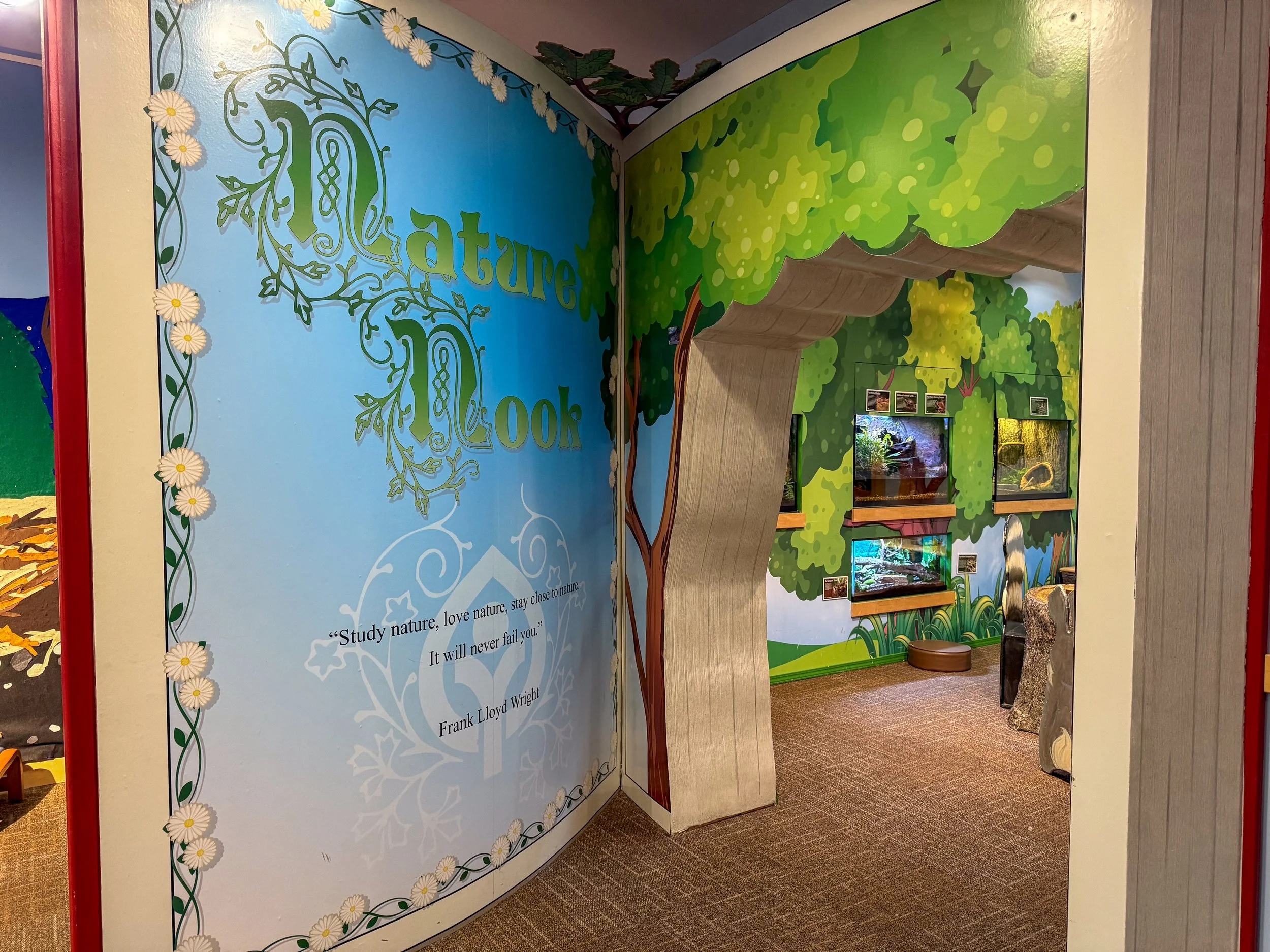 Large story book doorway that leads to reptile room