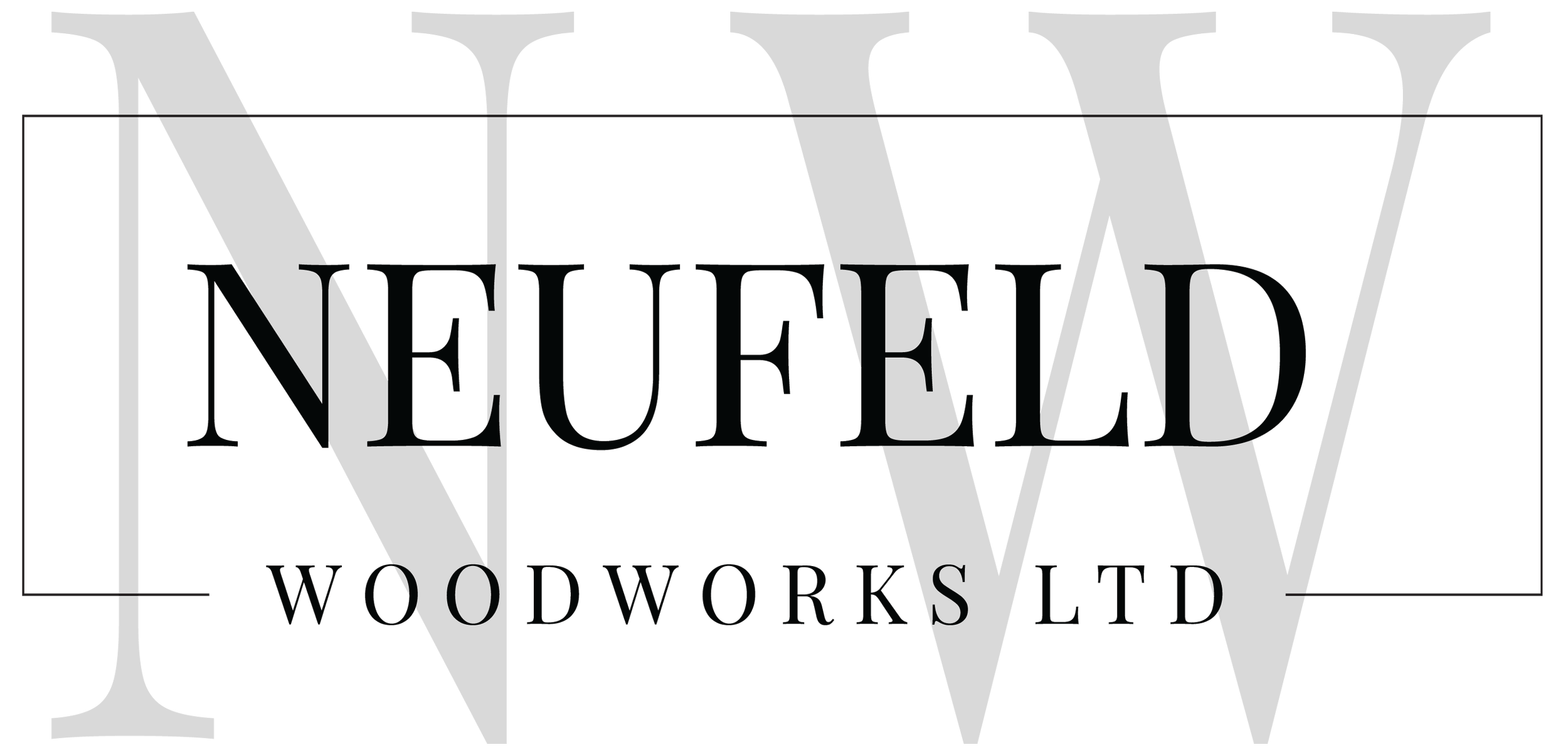 Black and white logo for Neufeld Woodworks Ltd with large stylized initials N and W.