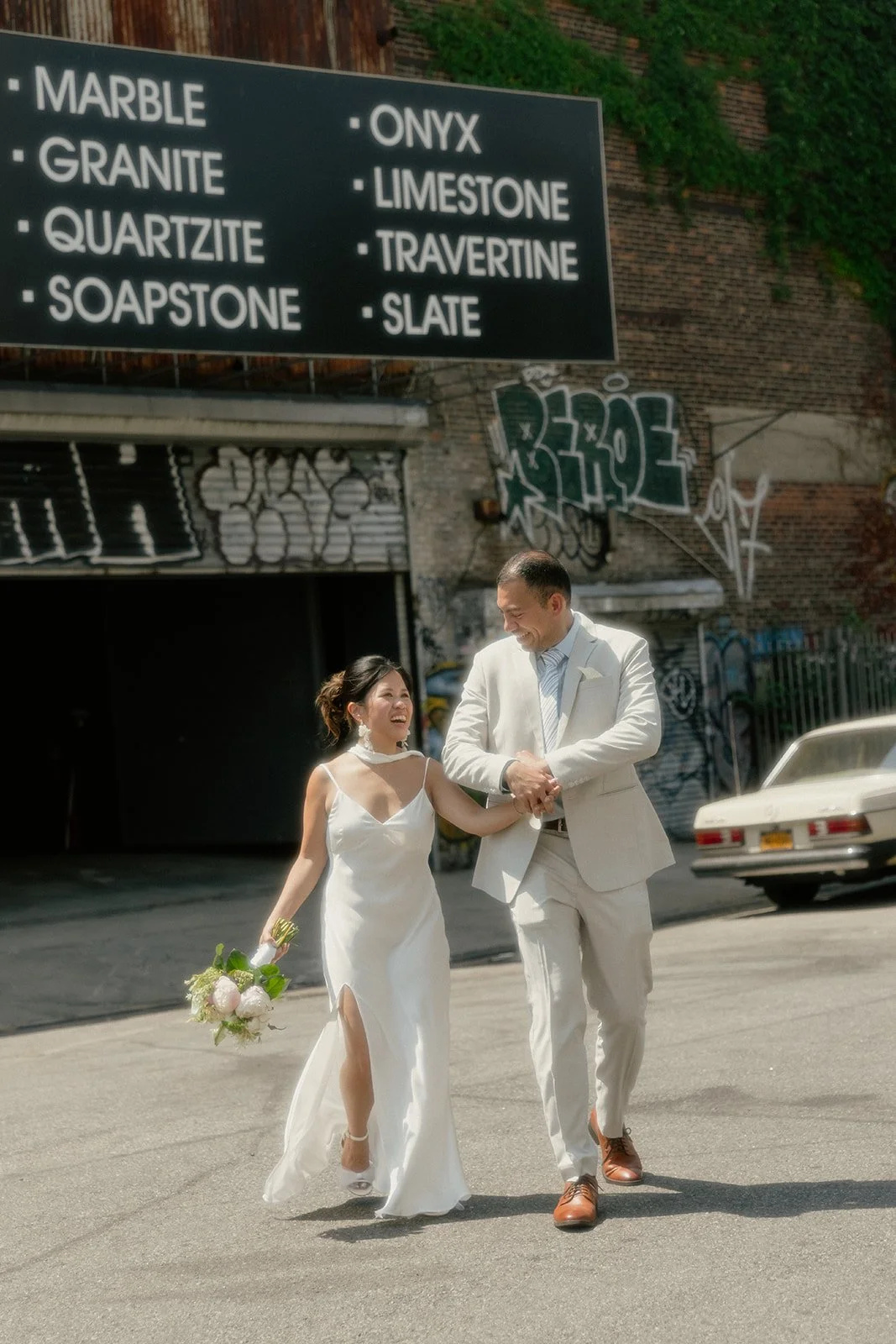 Brooklyn elopement at Transmitter Park celebrating with candid documentary style photography.
