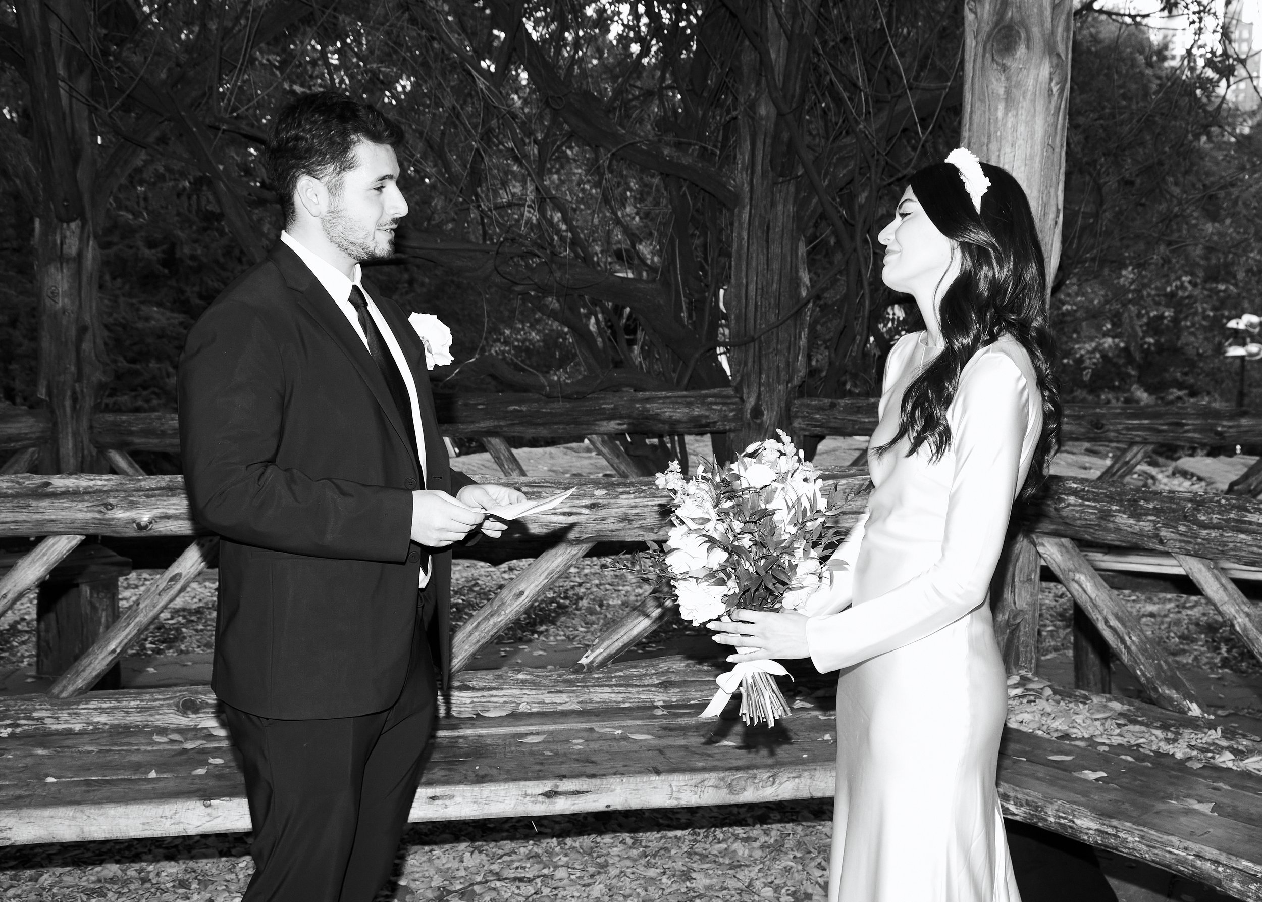 Sharifa and Jafar facing each other during their Cop Cot wedding ceremony at Central Park, planned by Cakewalk.