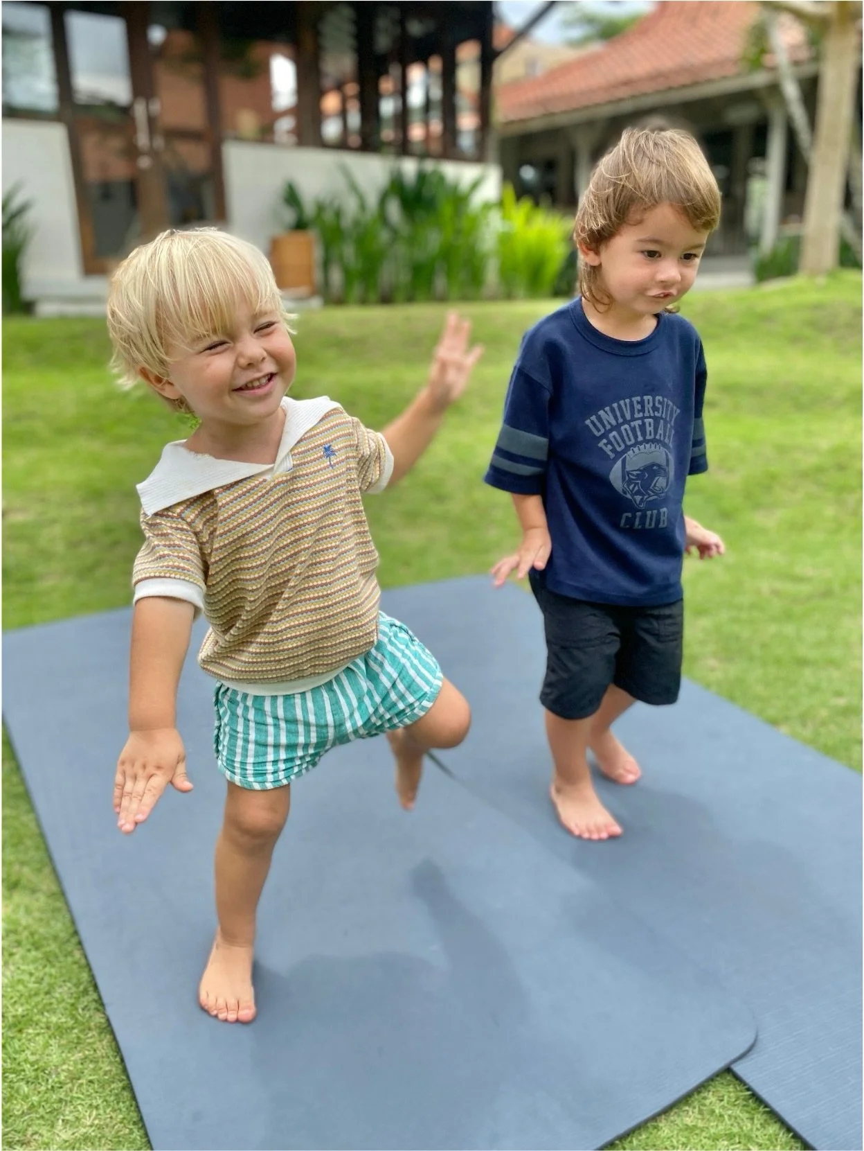 Mindful mornings with our toddlers. Breathe in peace🧘&zwj;♀️ breathe out giggles 🤪