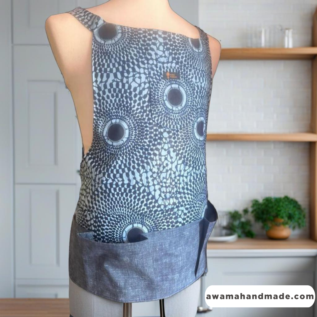 Awama Handmade: Stylish Kitchen Apron - Free Size, African Print Cotton, Functional Pockets - Awama Handmade