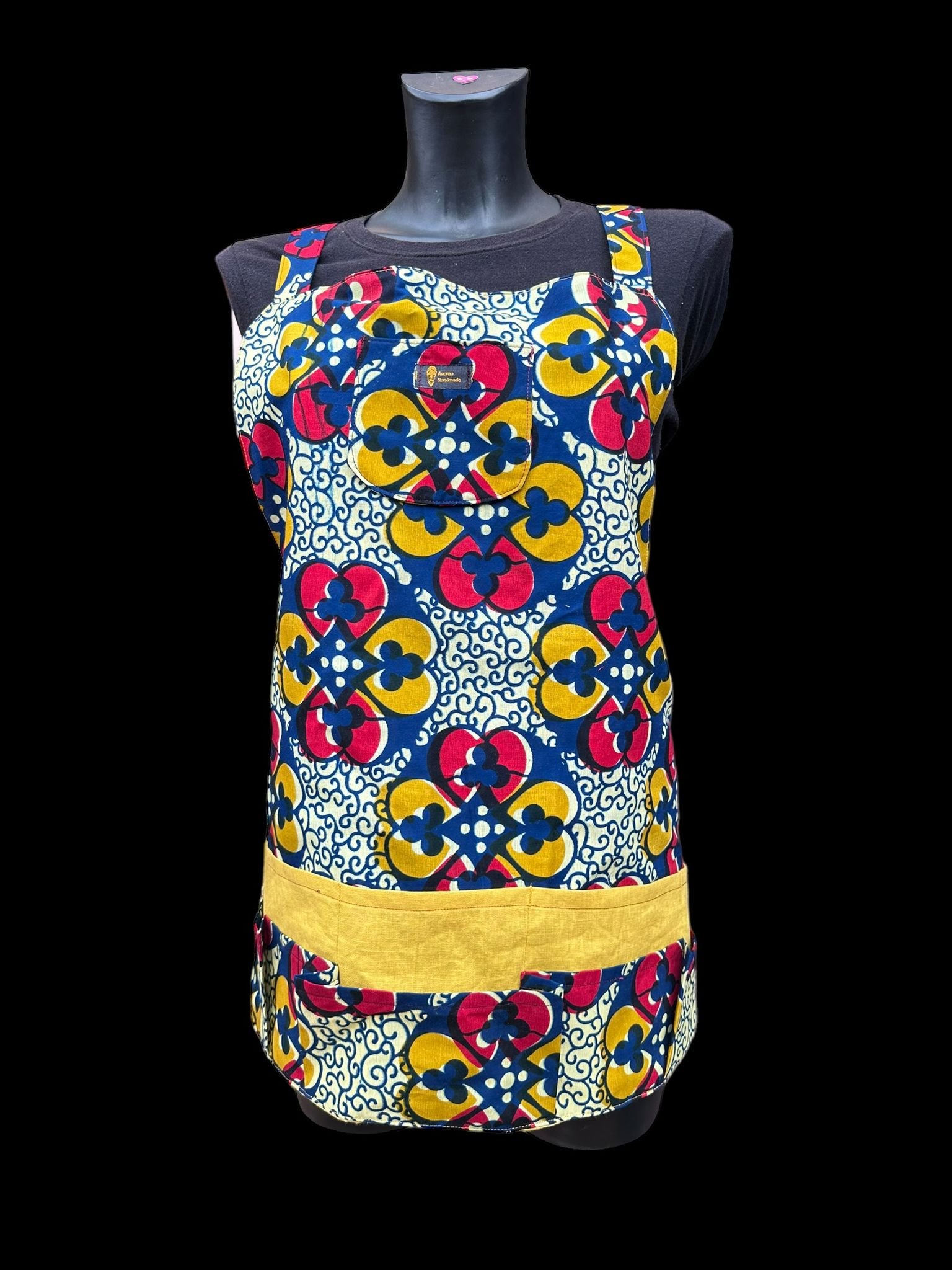 Awama Handmade: Functional Kitchen Apron with Pockets - Free Size, African Print Cotton - Awama Handmade