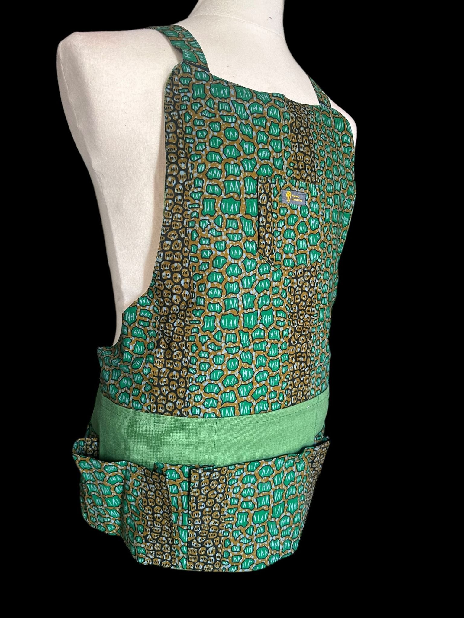 Awama Handmade: Comfortable Kitchen Wear - Free Size Apron, African Wax Print Cotton
