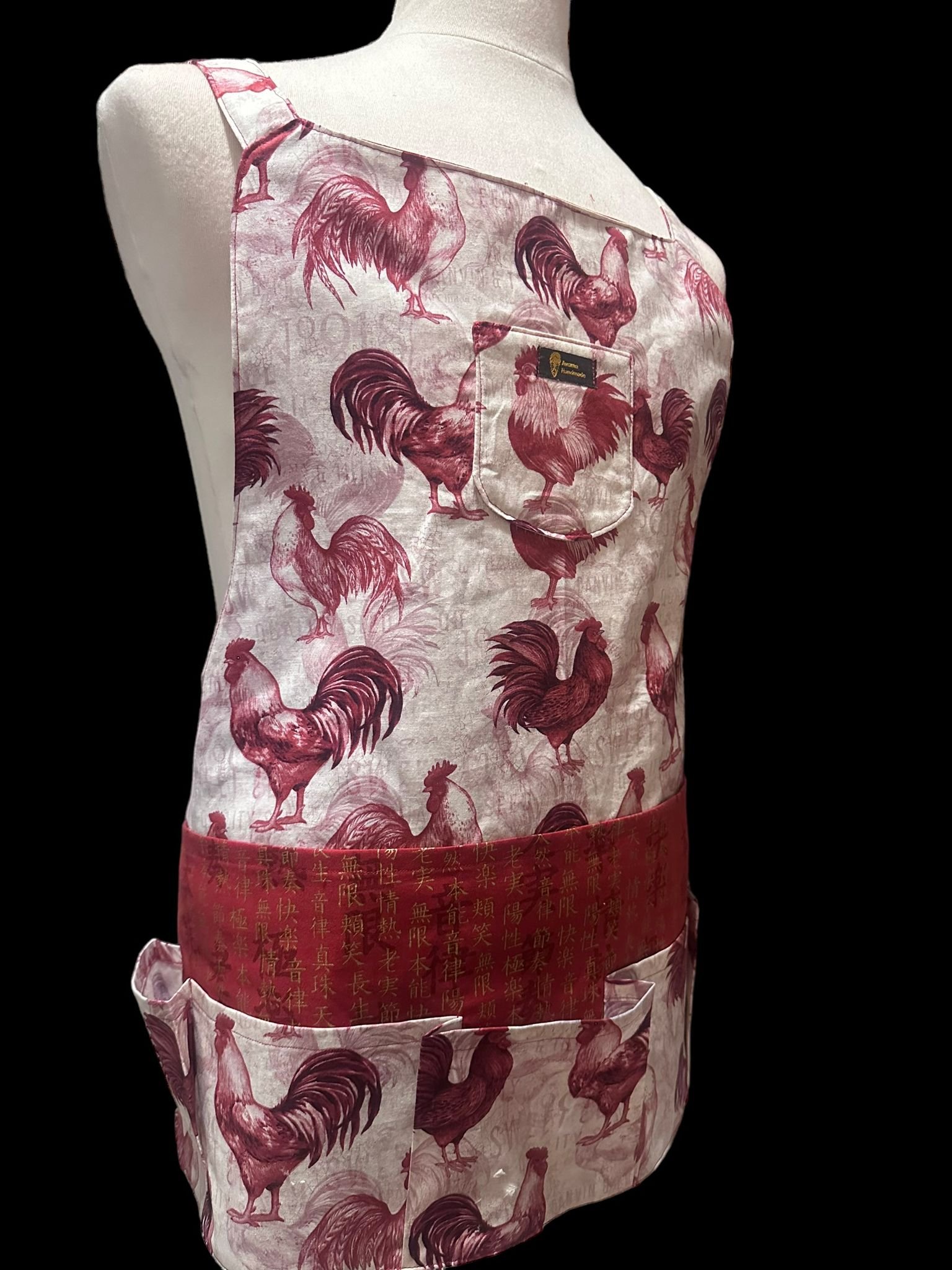 Awama Handmade: Linen Apron with Pockets - Free Size, African Print Accents
