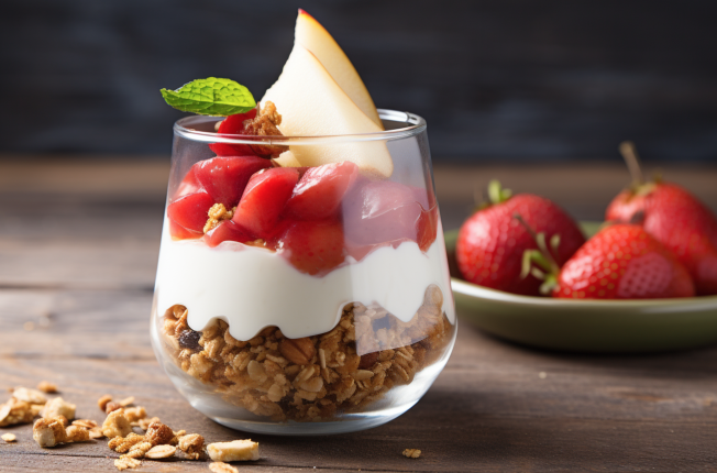 Pro: Parfait with Homemade Granola, Apple and Strawberry